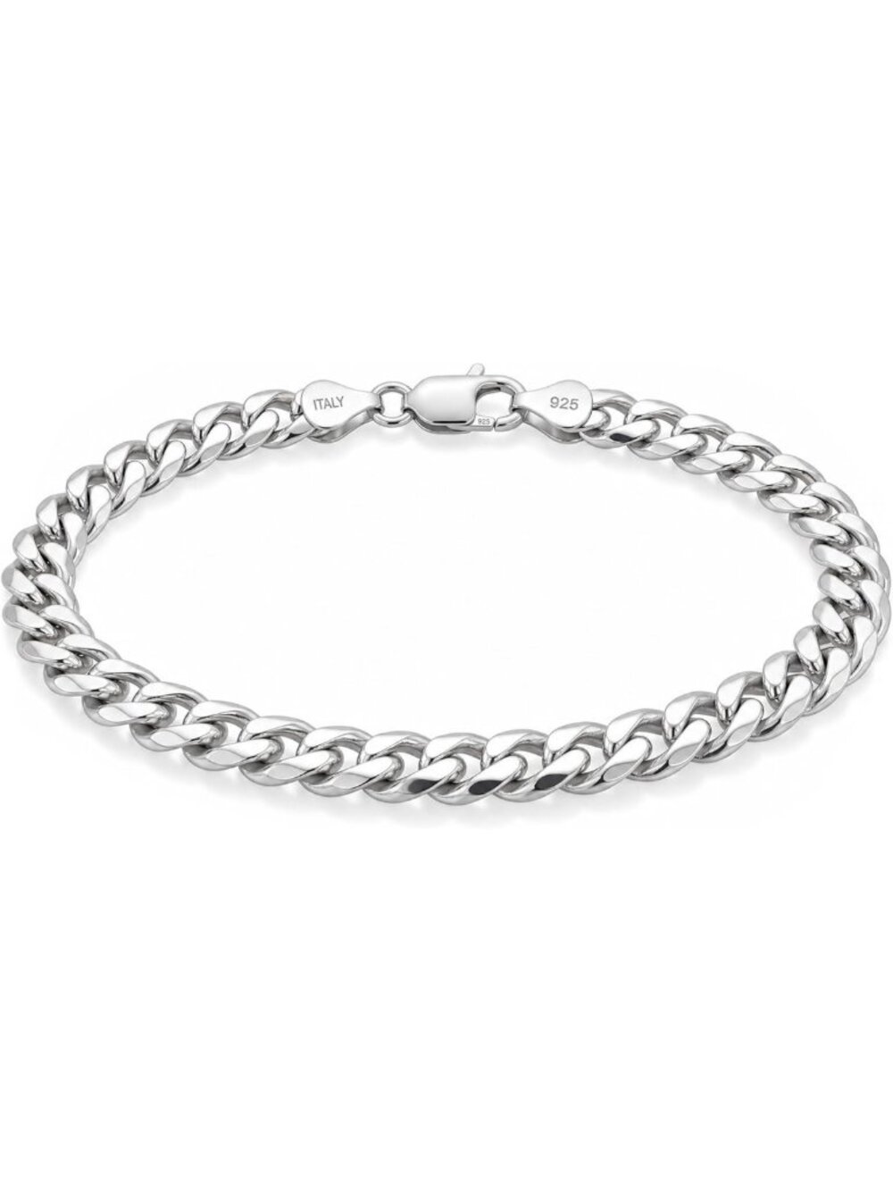 Sterling Silver Cuban Link Chain Bracelet - 3mm, 5mm, 8mm Adjustable Silver